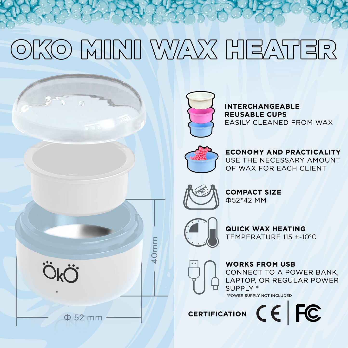 OKO Mini Wax Heater – Wachserhitzer Weiß, kompakt & tragbar