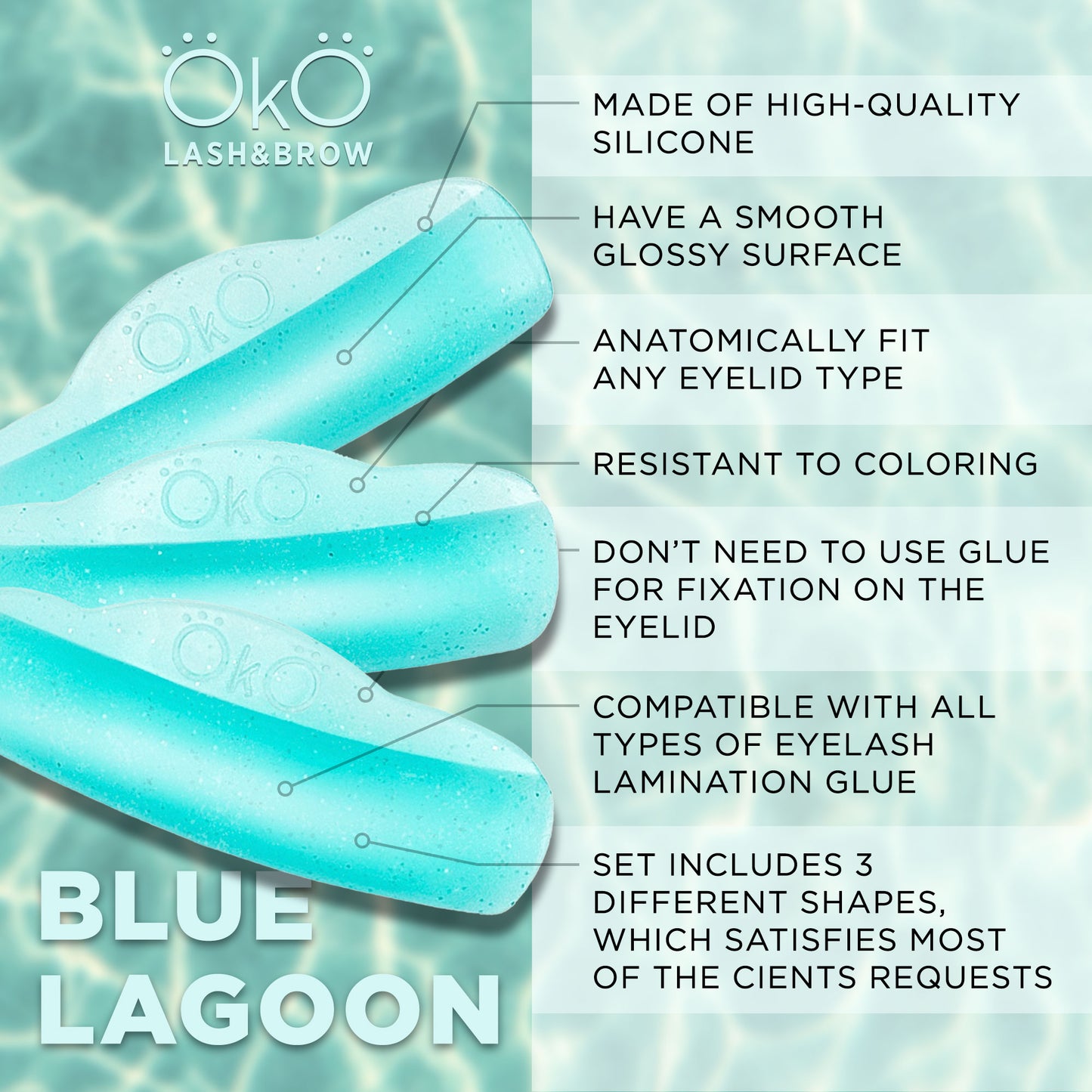 OKO Blue Lagoon Wimpernlifting Pads – Silikonpads Set (3 Paare)