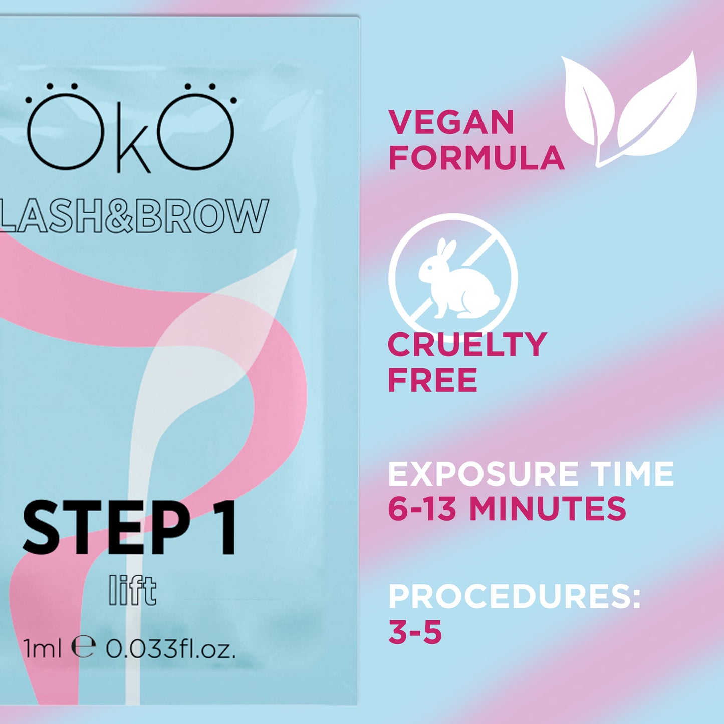 OKO STEP 1 LIFT – Laminierung Wimpern & Augenbrauen, 5 Sachets