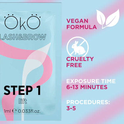 OKO STEP 1 LIFT – Laminierung Wimpern & Augenbrauen, 5 Sachets