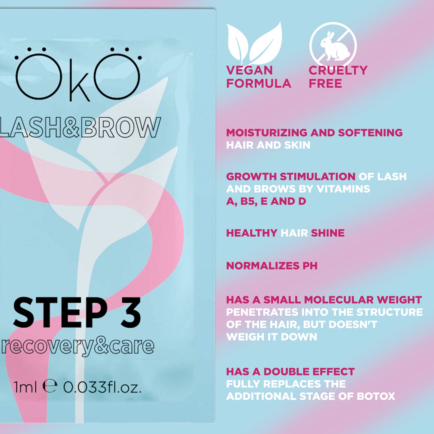 OKO STEP 3 CARE & RECOVERY – Laminierung Wimpern & Augenbrauen, 5 Sachets