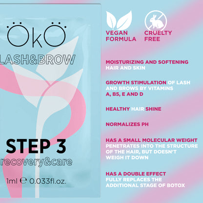 OKO STEP 3 CARE & RECOVERY – Laminierung Wimpern & Augenbrauen, 5 Sachets